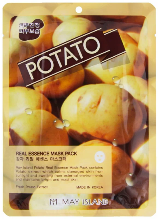 MAY ISLAND тканевая маска Real Essence Potato с экстрактом картофеля, 28 г, 25 мл