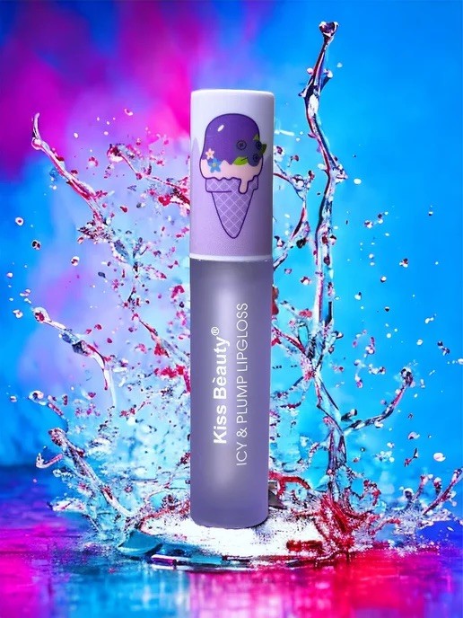 Kiss Beauty ICY & PLUMP LIPGLOSS Блеск для увеличения губ Голубика