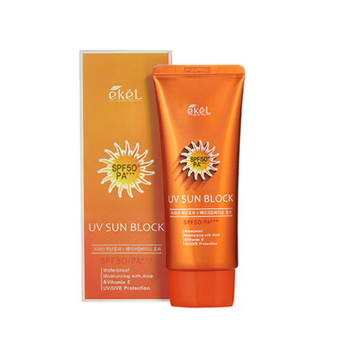 Ekel მზისგან დამცავი კრემი ალოეს ექსტრაქტით - UV sun block SPF50/PA+++, 70გრ.